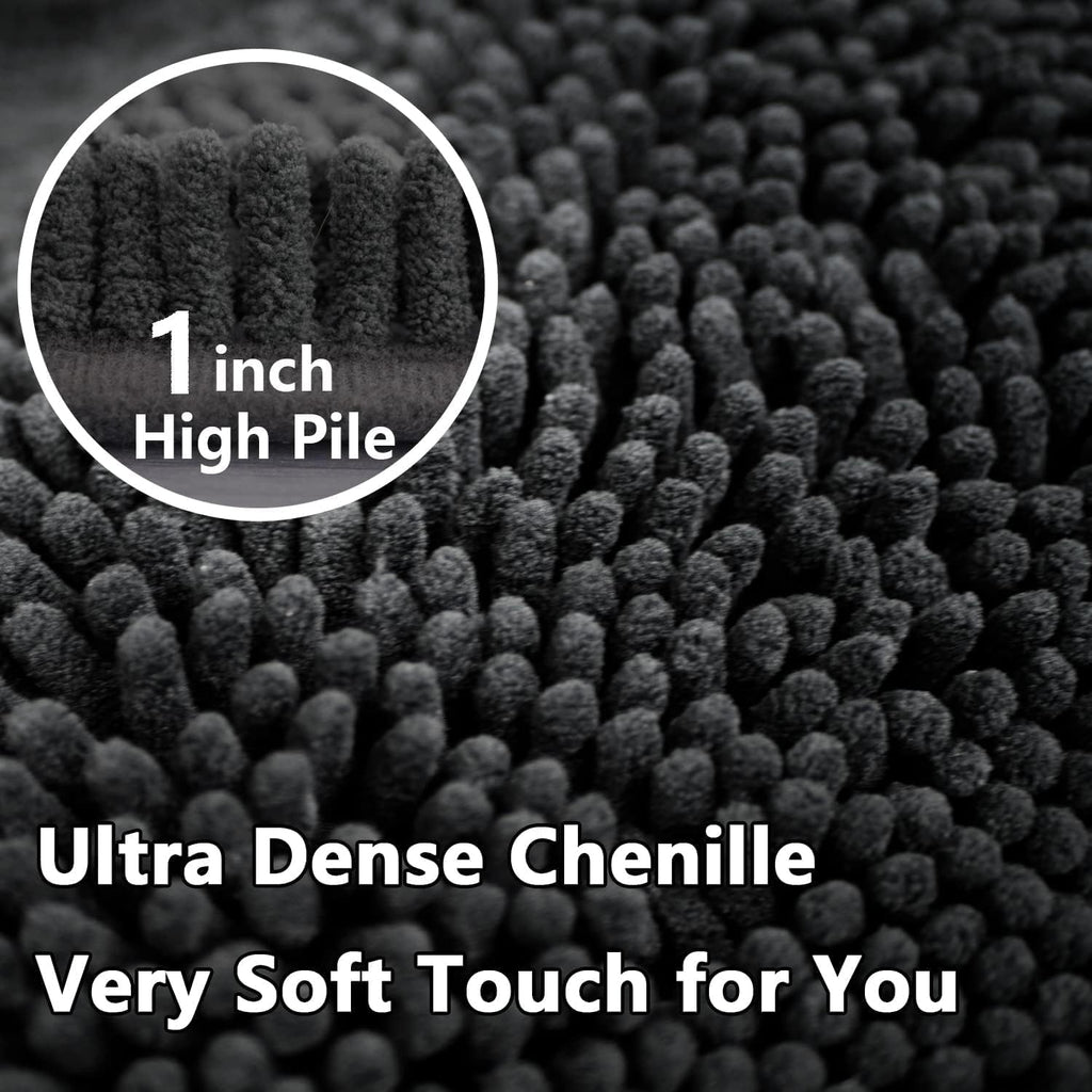 Skiennix Bathroom Rug Set - Extra Thick & Absorbent Non-Slip Design | Dark Grey, 2-Piece Set