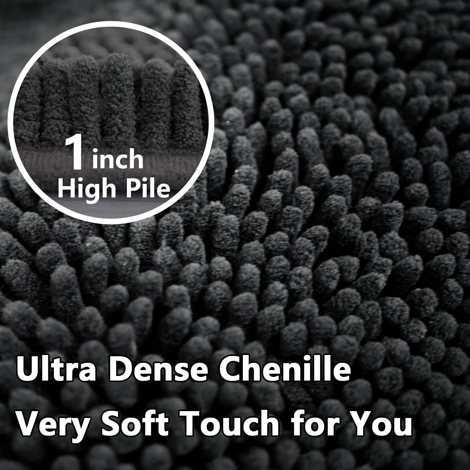 Skiennix Bathroom Rug Set - Extra Thick & Absorbent Non-Slip Design | Dark Grey, 2-Piece Set