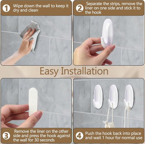 Medium Utility Hooks by [Brand Name] - 6 Pack, Damage-Free Removable Wall Hooks for Heavy-Duty Hanging