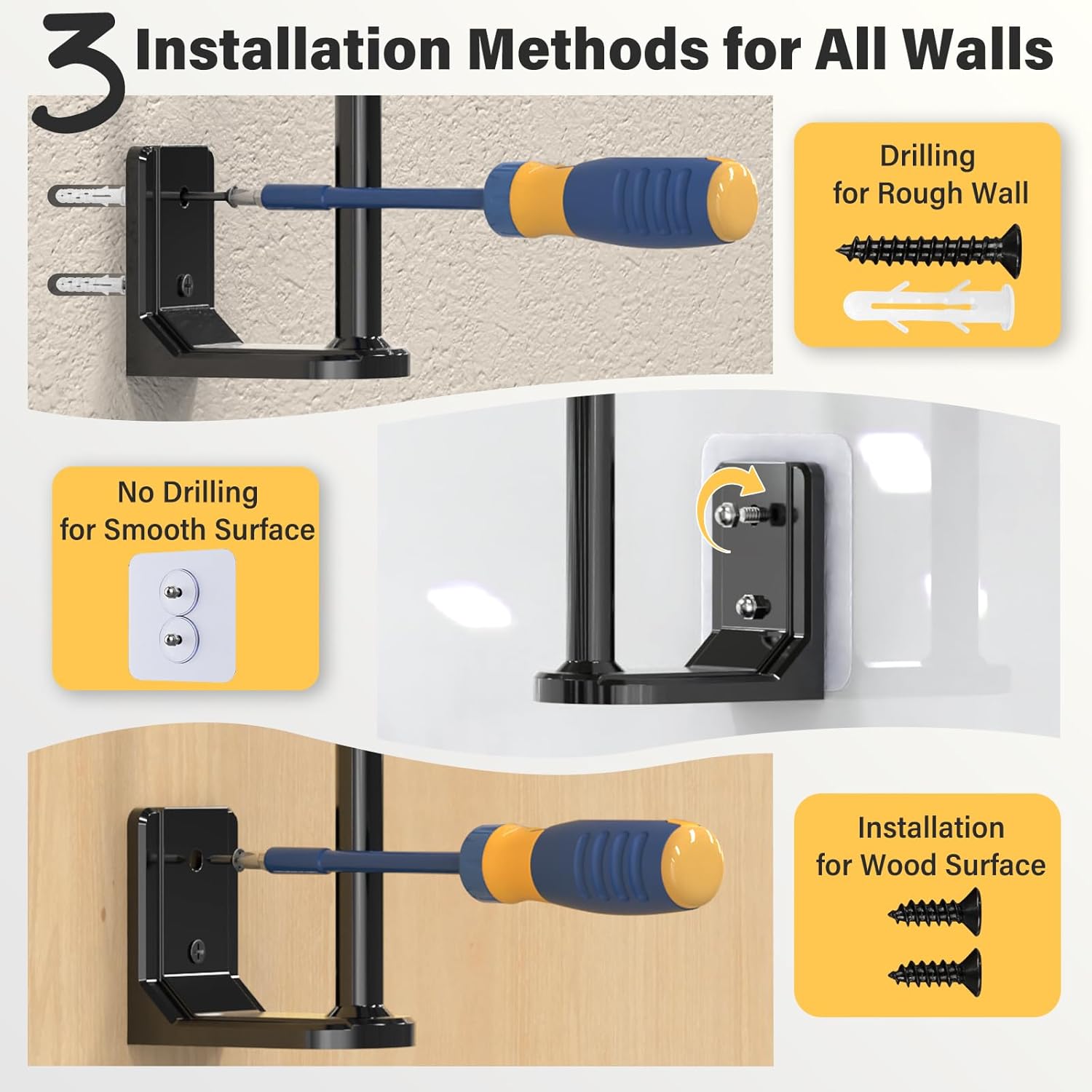 Skiennix Adhesive Hat Hooks - 4 Pack Wall-Mounted Hat Rack for Baseball Cap Storage | Black