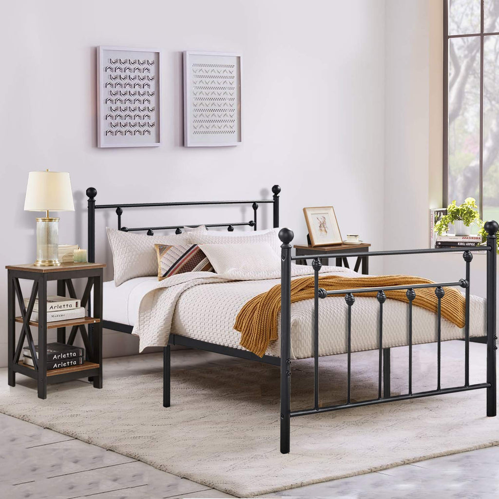 VECELO DIY Pegbroad Bed Frame with Underbed Storage, Noise-Free and Easy Assembly Design, Non-Slip Mattress Foundation, Strong Metal Slats,King,Black