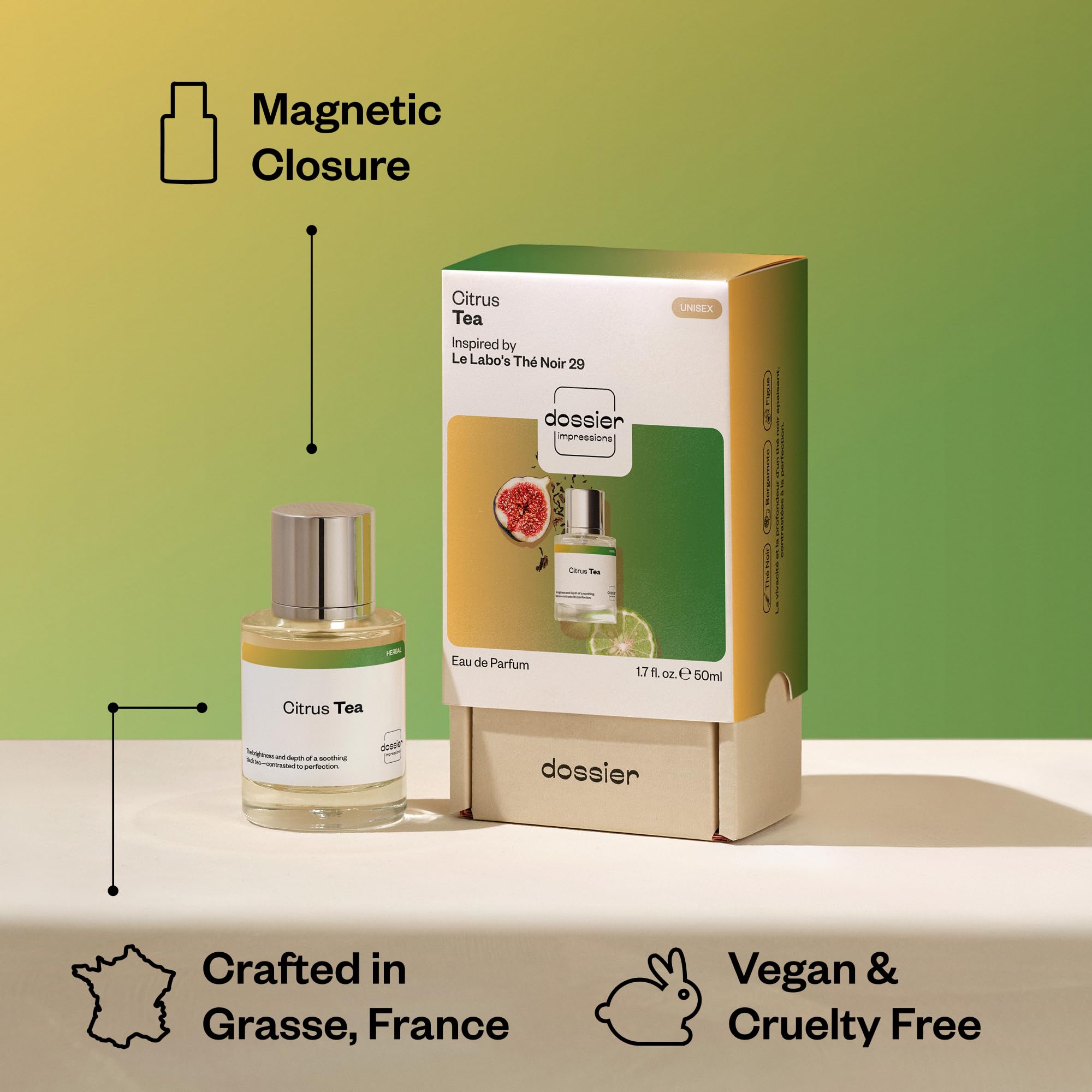 Dossier - Citrus Tea - Eau de Parfum - Inspired by Thé Noir 29 - Long-Lasting Fragrance - Unisex - 1.7 fl oz (50ml)