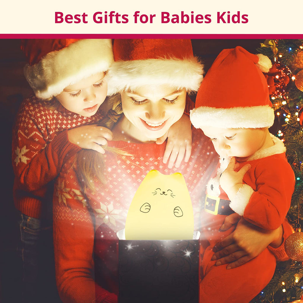 GoLine Cute Kawaii Kids Night Lights for Room Decor - Cat Lamp for Kids Bedroom Nursery, Best Christmas Birthday Gifts for Women Wife Teen Girls.