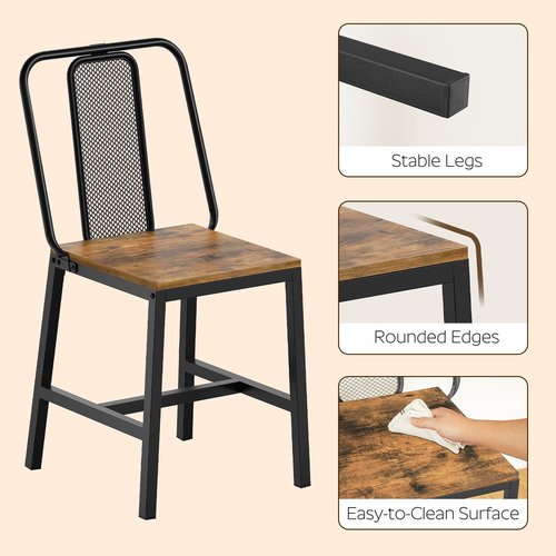 YATINEY Dining Chairs Set of 2, Wooden Kitchen Chairs, Farmhouse Dining Chairs with Back Support, for Living Room, Kitchen, Rustic Brown and Black CY01L2BRN1