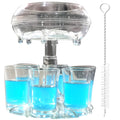 ALEVMOOM 6 Shot Glass Dispenser and Holder, Multiple 6 Shots Dispenser for Bar Filling Liquids, Carrier Cocktail Liquor Shots Drink Tool with Brush