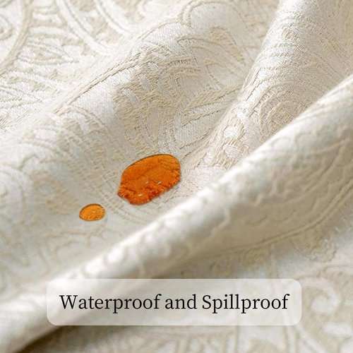 ZIWUROAD Table Runner with Jacquard Design, Waterproof Thick Table Runner for Home Decor Country Rustic Farmhouse Kitchen Dining Table Decoration (Milky White, 12x144 Inch)