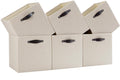 Storage Cube Bins - 6 Pack Fabric Organizer Baskets for Shelves & Closets | Beige 11x11 Inch