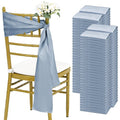 fani 120 PCS Satin Chair Sashes, Bows Designed ChairSashes, 7x78 inch Chair Sashes for Aisle Decorations Universal Chairs Cover Decoration for Wedding Reception Party Banquet (Dusty Blue)
