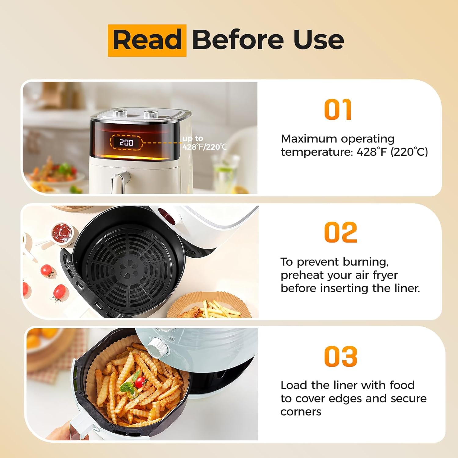 Vailnd Air Fryer Liners - 200 Pcs Non-Stick 8" Round Parchment Paper for 5-8 Qt Air Fryers & Baking