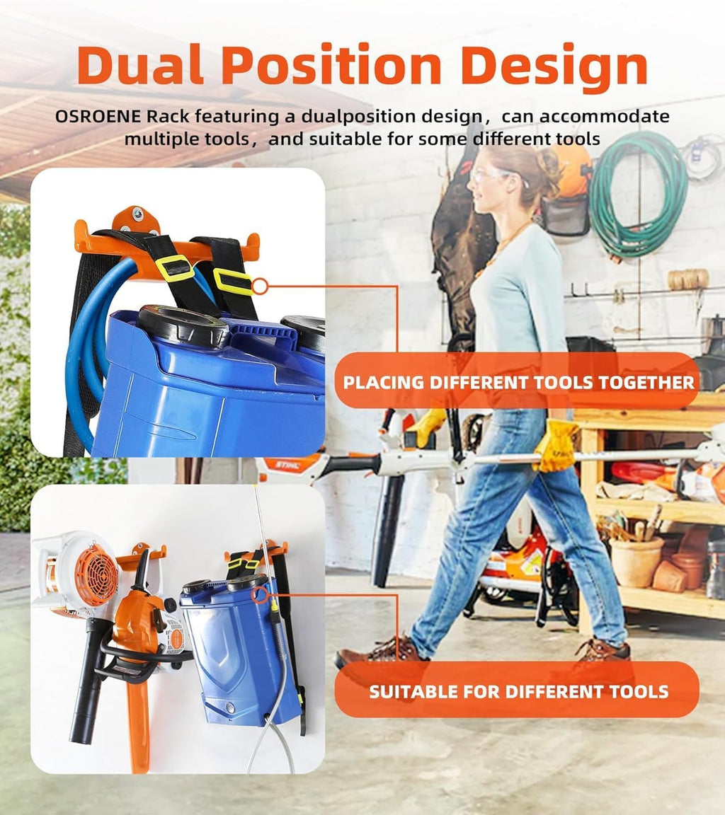 Backpack Leaf Blower Hanger - Heavy-Duty Wall Mount for Organized Garage Storage | 2-Pack