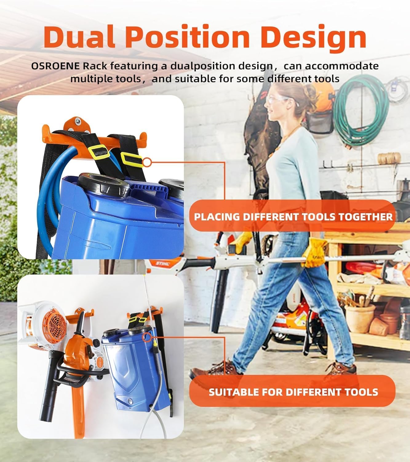 Backpack Leaf Blower Hanger - Heavy-Duty Wall Mount for Organized Garage Storage | 2-Pack