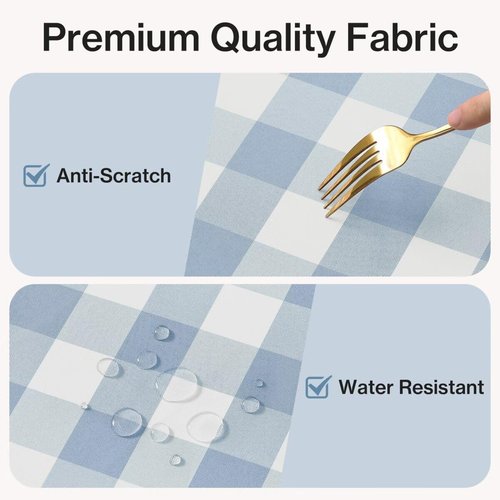 Maymiss Checkered Tablecloth Rectangle Gingham Table Cloths Waterproof Wrinkle Free Buffalo Plaid Table Covers Washable for Dining, Parties & Outdoor Picnic(Light Blue,52"×70")