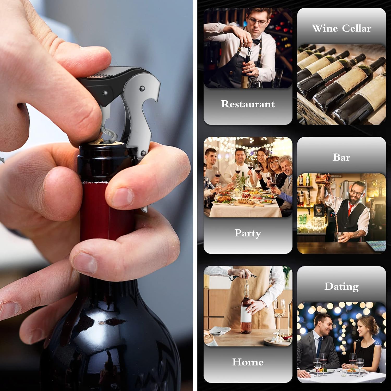 Waiter Corkscrew Wine Openers Heavy Duty Hinges Wine Key Bottle Opener All in One Double Hinged Waiter's Corkscrew with Foil Cutter Wine Tools for Bartenders Servers Sommelier (Black, 100 Pack)