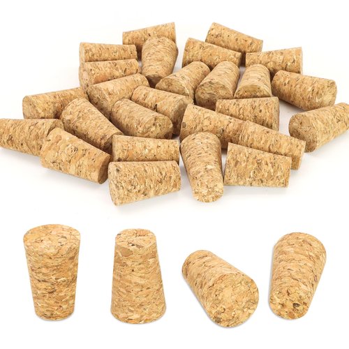 Yasdyri 30PCS Natural Cork Stoppers Soft Wood Tapered Corks for Glass Bottles,Crafts, Home Decor, DIY Projects, Wine Bottles