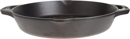 Lodge Pre-Seasoned Cast Iron Grilling Pan - 12 Inch Round Design for Perfect Grilling | Prevents Food from Falling Through