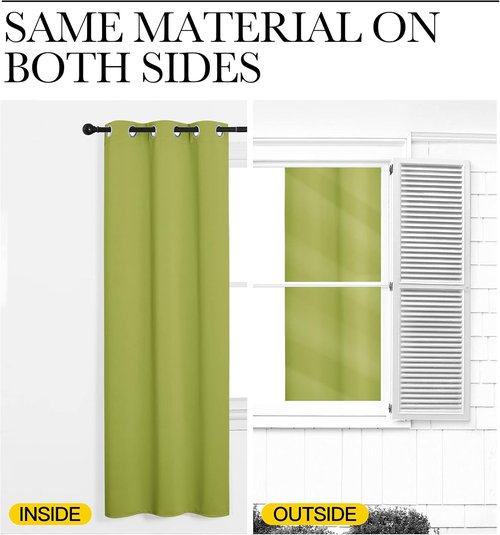 NICETOWN Blackout Curtains - Fresh Green Thermal Insulated Drapes, 96" Length, 2 Panels for Large Windows