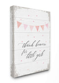 Stupell Industries The Kids Room Pink Bunting Thank Heaven for Little Girls Planked Look Canvas Wall Art, 24 x 30, Proudly Made in USA, Multi-Color