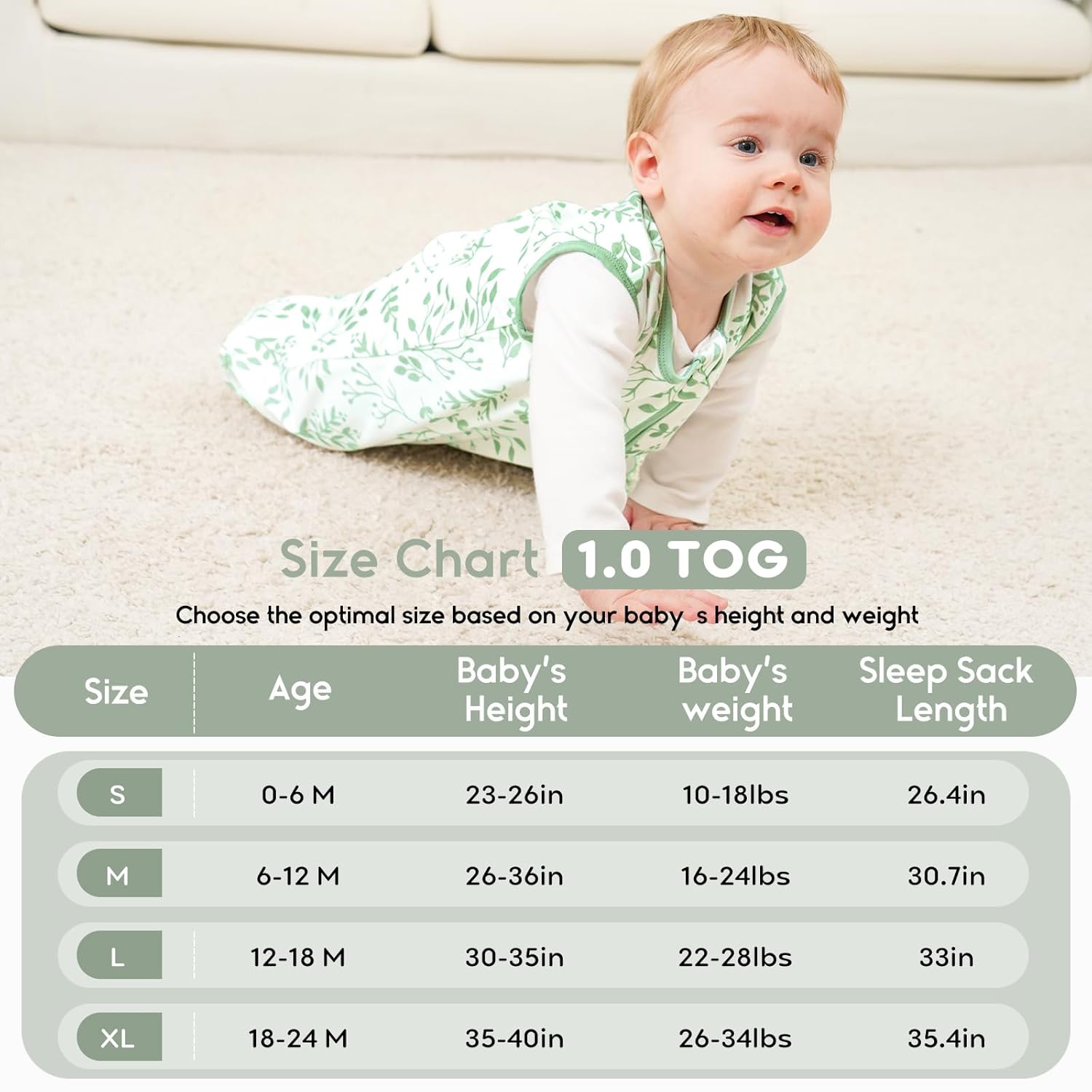 Yoofoss Baby Sleep Sack | 100% Organic Cotton Wearable Blanket for 6-12 Months | 2-Pack, 2-Way Zipper