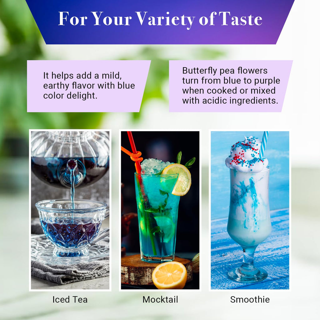 Butterfly Pea Flower Dried 1 LB (1000+ Cups) | Blue Butterfly Pea Flower Tea | Beautiful Blue Or Purple Food Coloring | Premium Quality | By Yogi's Gift®
