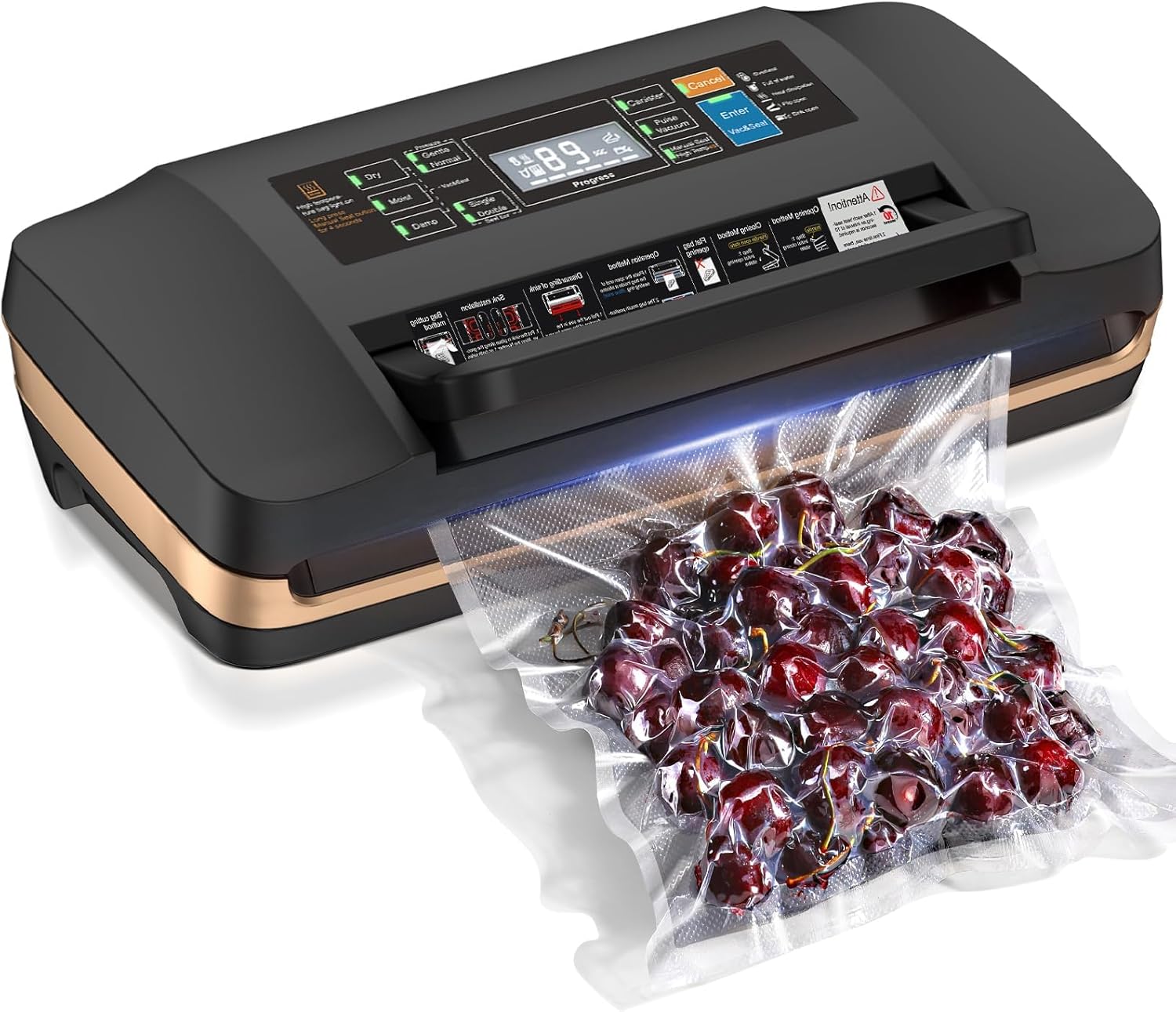 Vacuum Sealer Machine by [Brand Name] - Commercial Automatic Food Sealer with Double Heat Seal, Easy-Lock Handle, Black