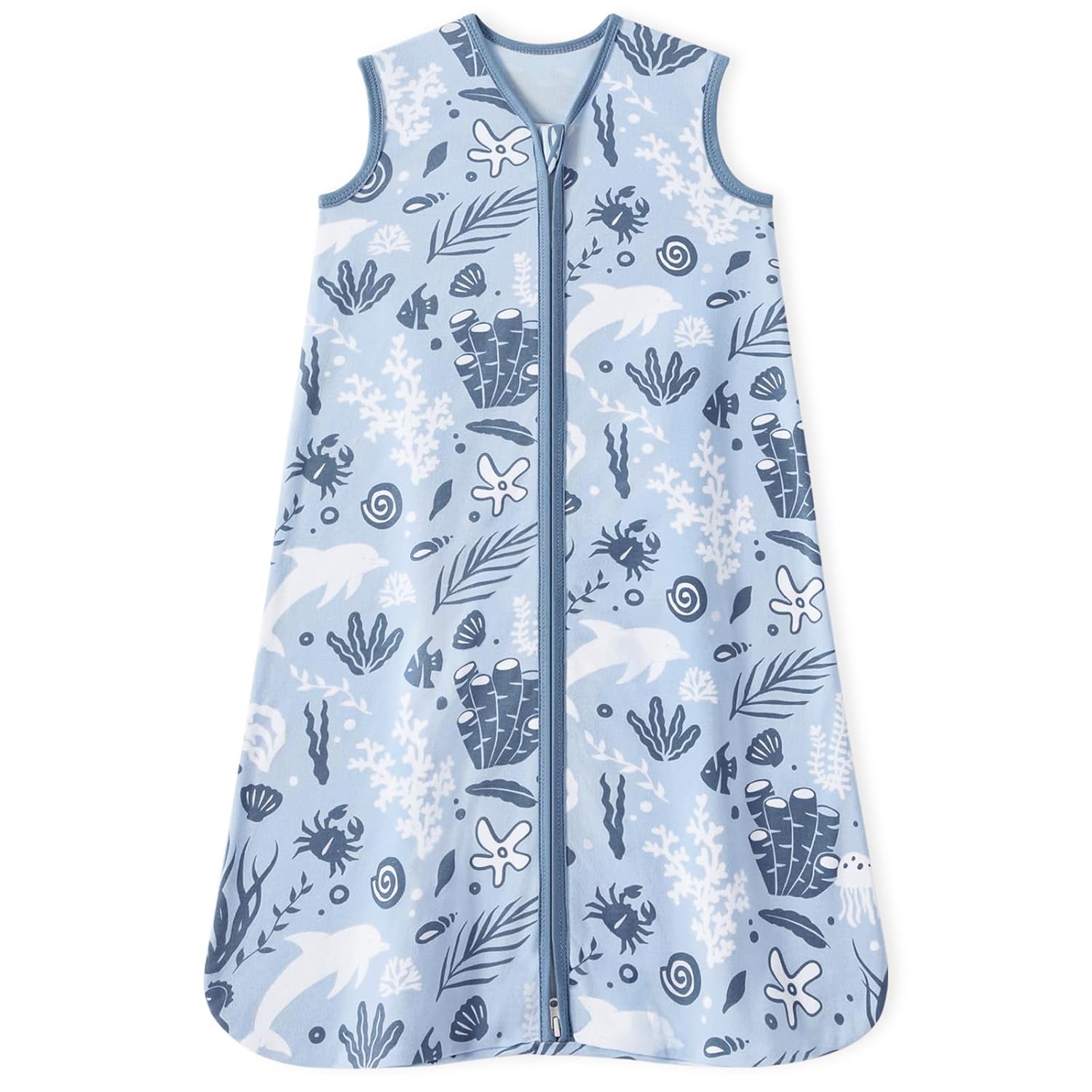 Unnivoll Baby Sleep Sack - 100% Cotton Lightweight 0.5 TOG Wearable Blanket for Infants | Blue Dolphin, 0-6 Months