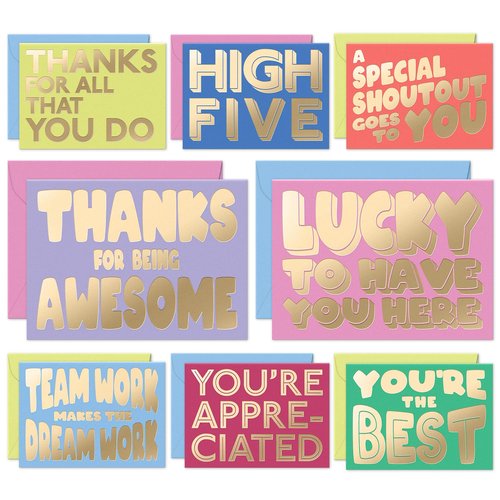 S&O Employee Appreciation Cards for Coworkers - 8 Designs - Assorted Thank You Cards with Envelopes - For Office Staff Recognition, Work Anniversary & Gratitude - Staff Appreciation, 4x5.5”
