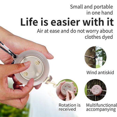 Portable Travel Clothesline Cord, Adjustable 33ft Camping Clothes line, Laundry Drying Rope for Hotel Trip,Camping,Backyard,Outdoor/Indoor, Grey