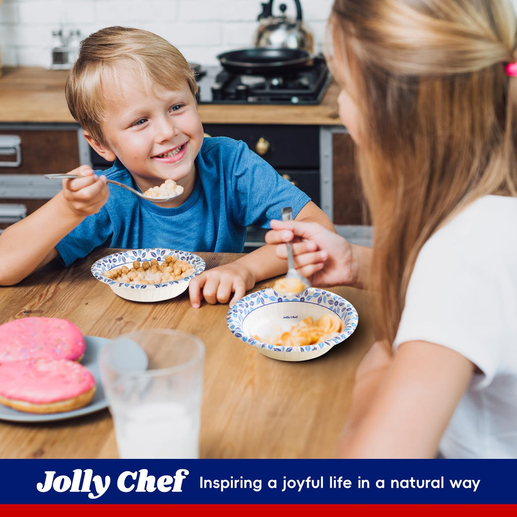 JOLLY CHEF 156 Count Paper Bowls 12 oz Soak Proof, Heavy Duty Printed Disposable Small Bowls Bulk for Dinner or Thanksgiving