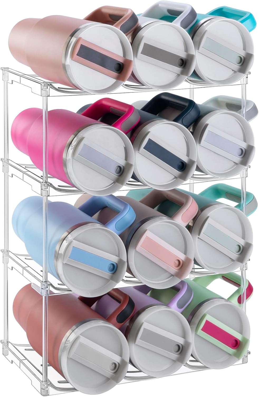 Stanley Water Bottle Organizer - Stackable Rack for 40 oz Tumblers | Clear Kitchen Storage, 4 Pack