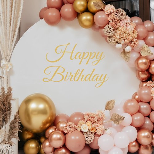 Happy Birthday Sign for Backdrop, Gold Happy Birthday Party Decal for Women Men, Large Happy Birthday Wall Decoration Decor Arch Backdrop Decal Sign Birthday Signs for Wall