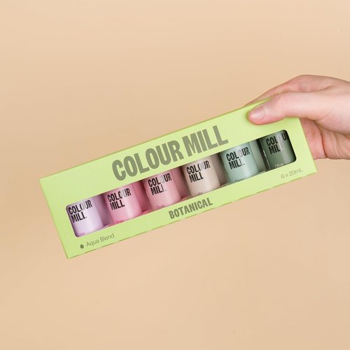 Colour Mill Botanical Pack Aqua Blend - Water-Based Food Coloring Set | 20ml in Dusk, Latte, Lilac, Olive, Rose & Sage