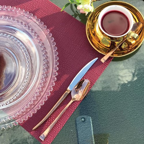 WOLFF - Set of 4 Pearl Beaded Crystal Dinner Plates - Clear Glass Plates, Dinner Accessories, Crystal Kitchen Utensils Set - Luxury Glasswear, Dish Set - Clear, 11 inches