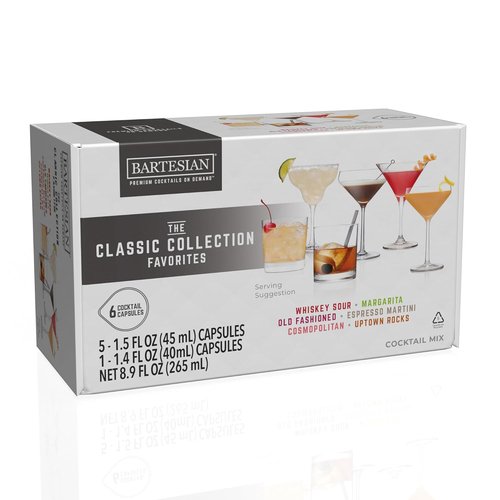 Bartesian - Classic Collection Capsules Variety Pack of 6 | Premium Cocktail Maker Refills