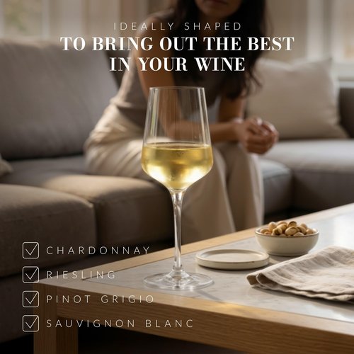 Krosno White and Sparkling Wine Glasses, 6 piece set, 13.52 oz , Infinity Collection, Elegant, Crystal Glass, Lead-free Glass, Dishwasher Safe, Made in Europe