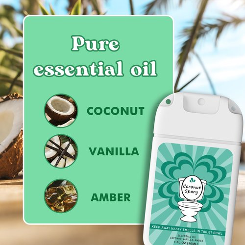 Toilet Spray for Poop Odor Eliminator, Pocket Travel Size Toiletries, Air Freshener Spray for Bathroom, Each 1 FL.OZ, 3 Pack, Ocean Coconut Eucalyptus Scent