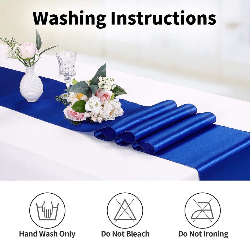 15-Pack Satin Table Runner Royal Blue 12 x 108 inches Long, Table Runners for Wedding, Birthday Parties, Banquets Decorations（15 Pack, 12x108 Inch, Royal Blue