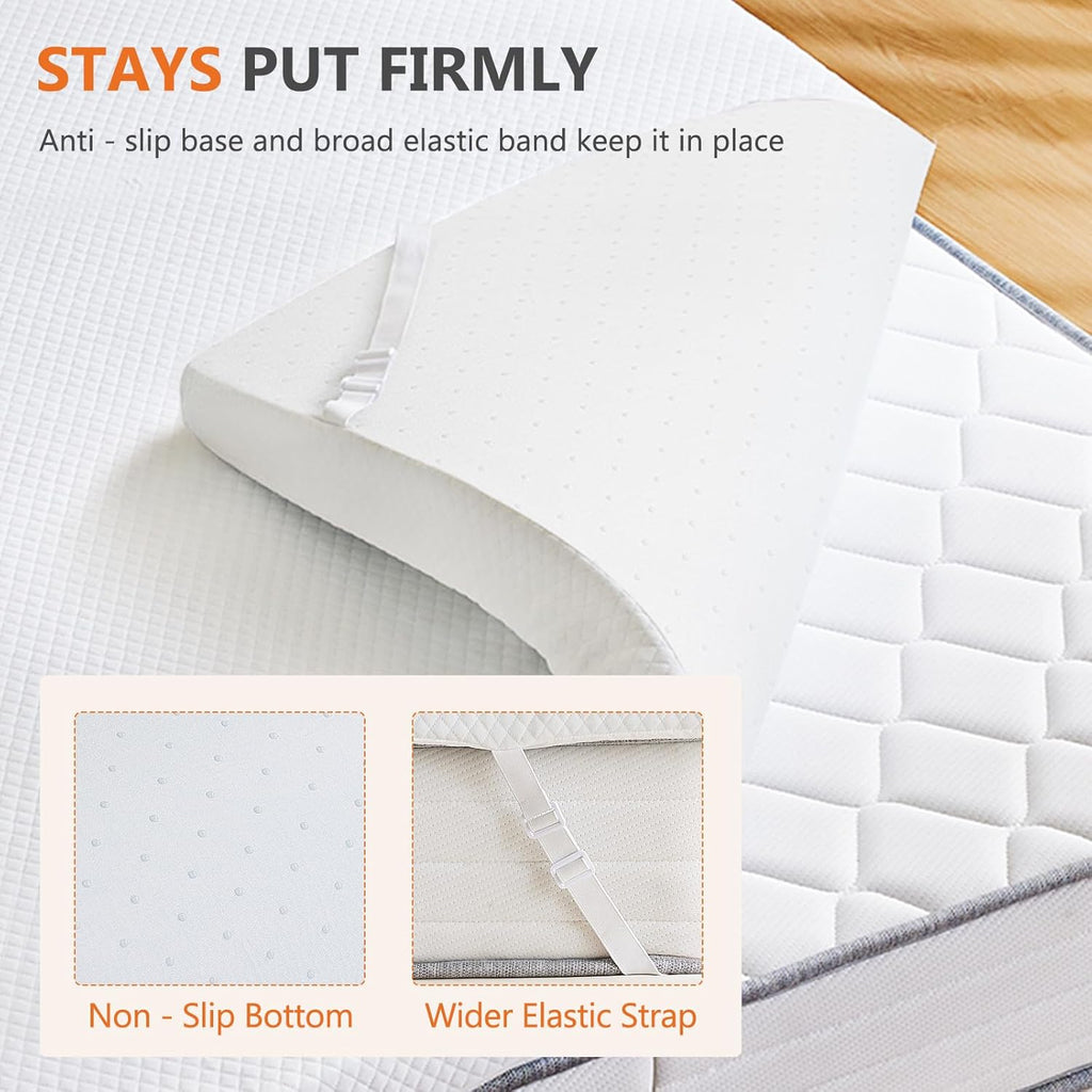 Sweetcrispy Memory Foam Mattress Topper - 3 Inch Thick Gel-Infused Cooling Pad for Full Size Bed | Removable Soft Cover