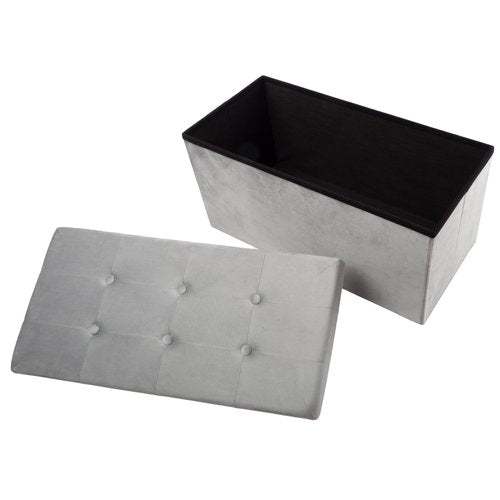Storage Ottoman - Velvet Tufted Footrest, Linen Chest, or Bench Organizer with Removable Lid for Bedroom, Dorm Room, or Entryway by Lavish Home (Gray)