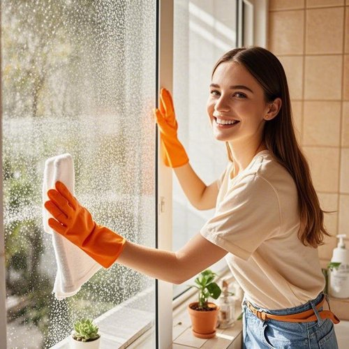 HINSOCHA 3 Pairs Rubber Cleaning Gloves Latex Free Dishwashing Gloves - 13" Reusable Nitrile Gloves Large, Orange+Pink+Red