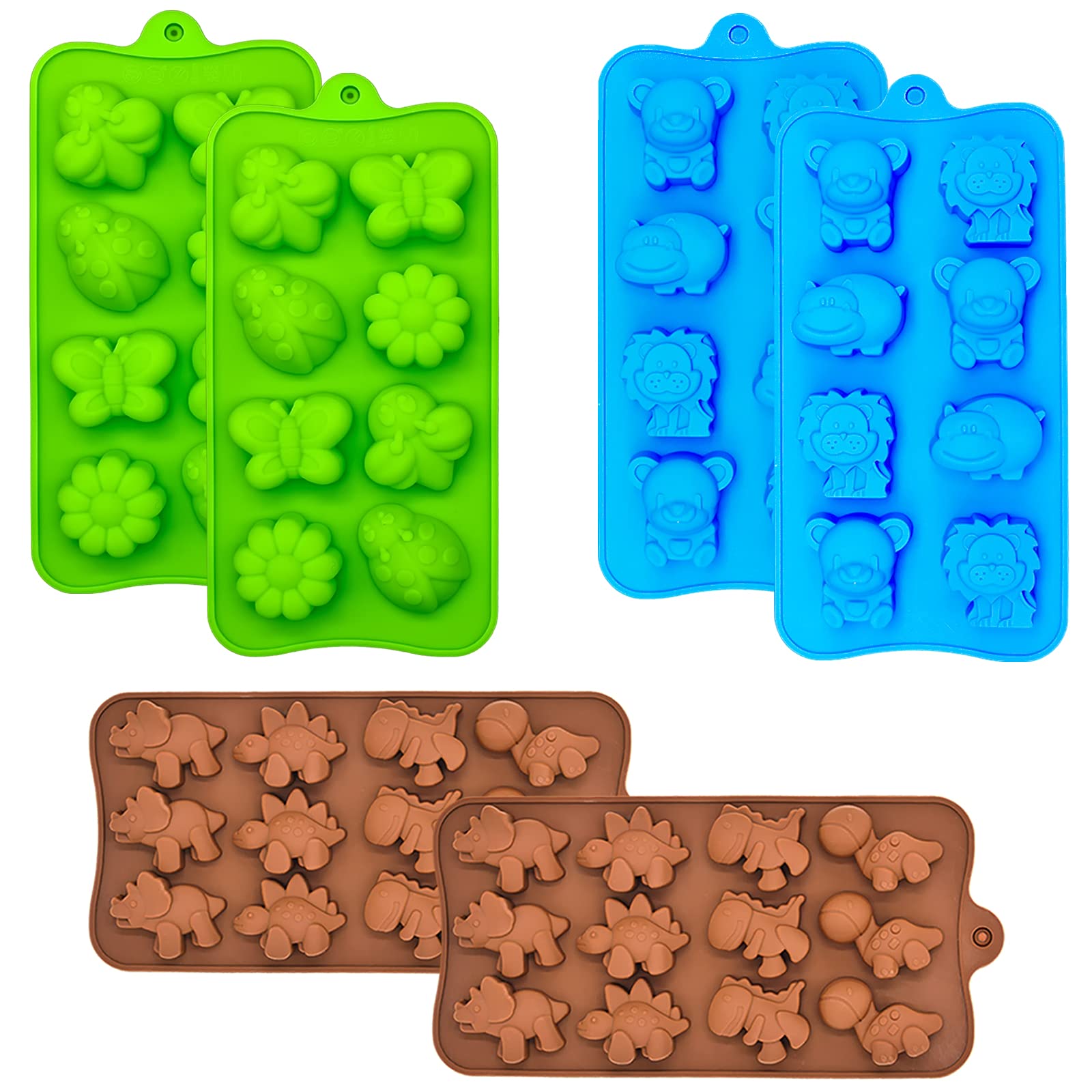 WARM TIME Silicone Chocolate Candy Molds Cake Moulds, Food-Grade Non-Stick Baking & Crayon Mold BPA-Free, Set of 6
