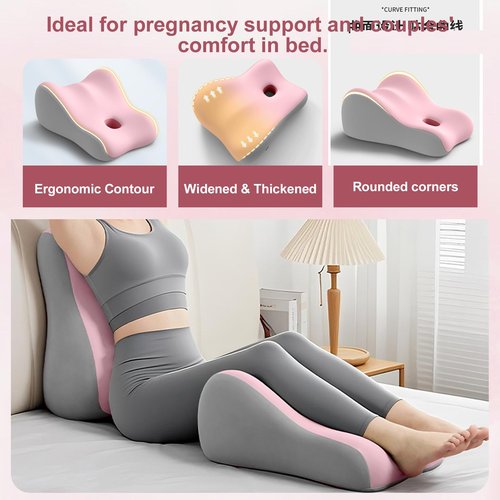 YFZD3087 Natural Latex Pillow for Adults - Ergonomic Support for Maternity, Home & Couples, Multi-Functional for Sleeping, Lounging, Reading, Removable Washable Cover (Pink) 1