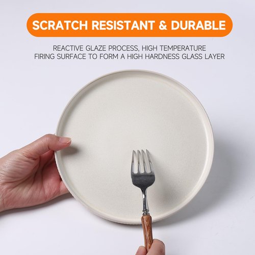 MONITO Ceramic Dinnerware Sets for 4, 12PCS Stoneware Plates and Bowls Sets, Reactive Glaze Dish Set, Chip and Scratch Resistant Double, Microwave and Dishwasher Safe, Matte White