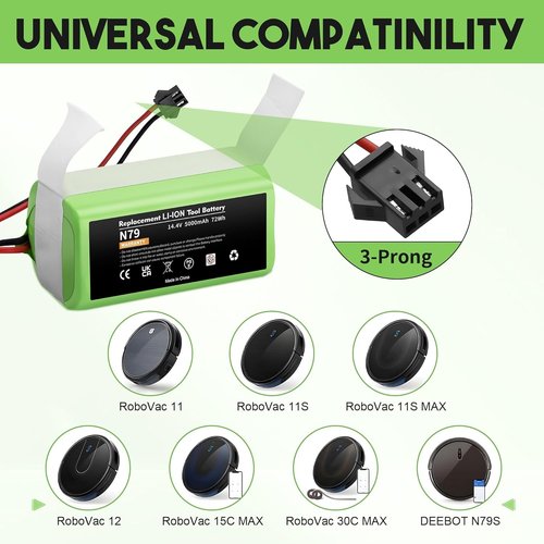 Upgraded 5000mAh 14.4V Replacement for covacs Deebot N79 N79S N79W deebot 500 DN622 DN622.11 Replacement for Eufy RoboVac 11 11S 11S MAX 11C 12 15C 15CMAX 15T 15MAX 25C 30C 30 35C G30 G32PRO G10