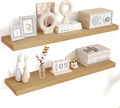 Venusmiles Floating Wall Shelves - 36-Inch Engineered Wood with Invisible Brackets | Oak Finish, Set of 2 for Home Decor