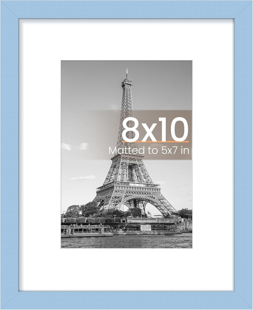 Upsimples 8x10 Picture Frame - Versatile Display for 5x7 with Mat or 8x10 Without | Blue, 1 Pack