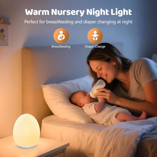MediAcous Night Light - Soft Silicone Touch Lamp with 7 Color Options & Dimmable Feature | Ideal for Nursery