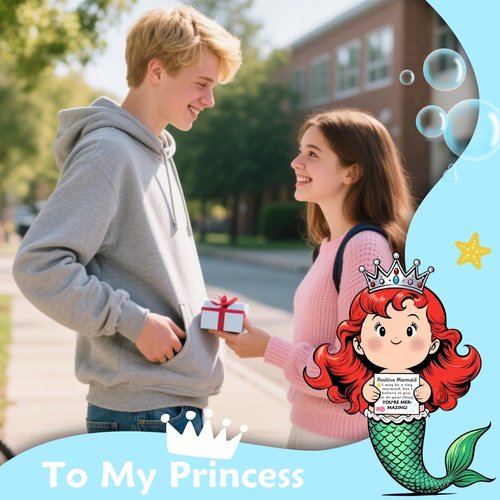 Mermaid Gifts for Valentine's Day Birthday: YOU'RE MER-MAZING Daughter Best Friend Girlfriend Sister Teen Girls Her Gelentines Gifts, Little Mermaid Decorations with Emotional Positive Support Cards