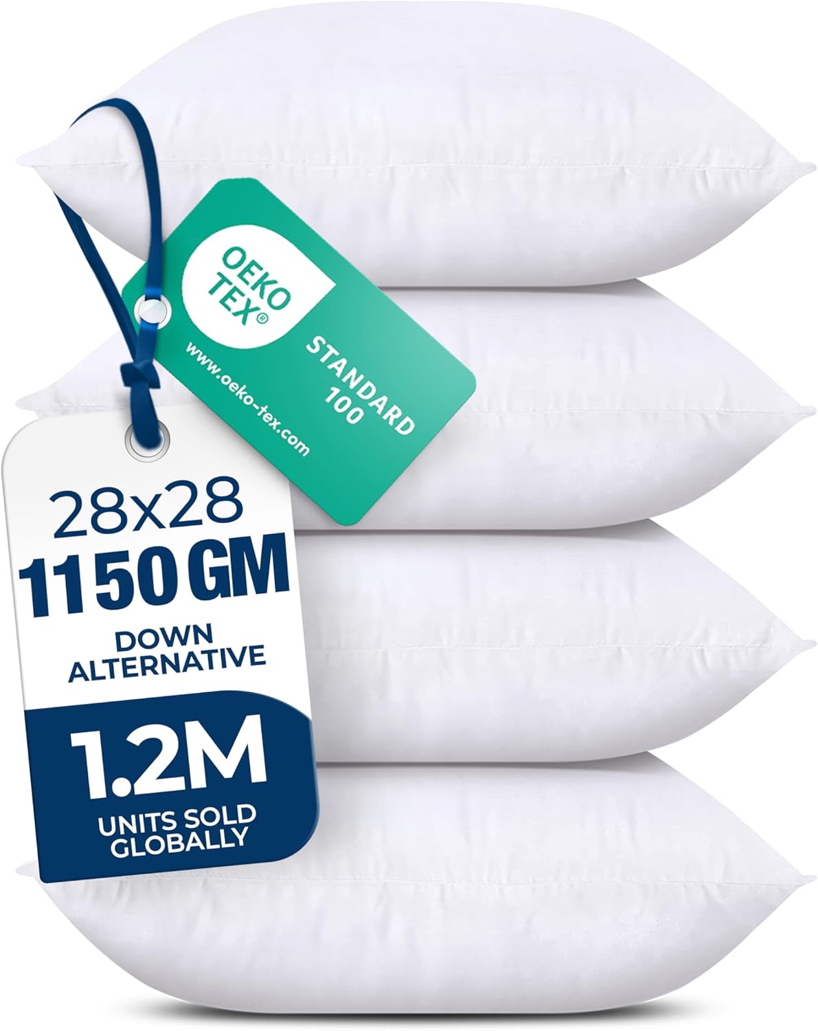 Utopia Bedding Throw Pillow Inserts - Soft & Plush 28 x 28 Inches | Pack of 4 White Indoor Decor