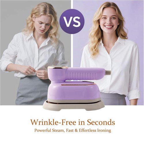 Portable Clothing Steamer, 1000W Clothing Wrinkle Remover, 3+1 Steam Adjustment Multifunctional Hanging Iron with LED Digital Display Screen, 130ml, with Water Shortage Warning, Safe Use (Purple)