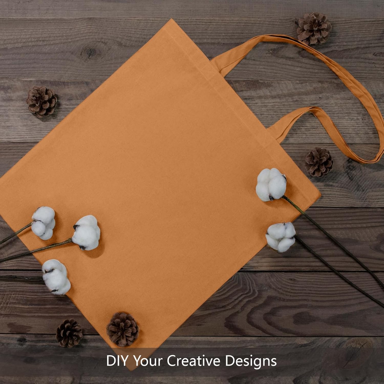 TOPDesign 12-Pack Khaki Cotton Tote Bags - Lightweight Reusable Grocery Bags for DIY & Promotions